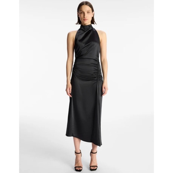 A.L.C.'s Signature Collection Inez satin midi Dress black size 10 NEW - Picture 2 of 10
